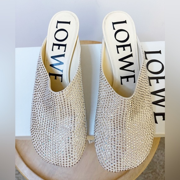 Loewe Petal Crystal Embellished Suede Mules - Picture 5 of 12